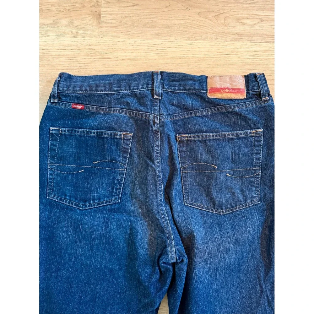 Celio Jeans Mens 44x30 Dark Wash Straight Leg Denim Blue Pants